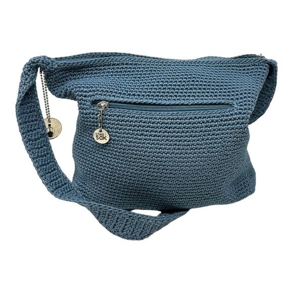 The Sak Original Crocheted Single Strap Shoulder Bag Blue - Picture 1 of 11